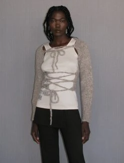 Paloma Wool no 1403 / Albita -The Mode Nith Sales Store albita warm soft adjustable cardigan taupe 03 dc3ecf34 b8ce 497c b7a9 693925f167a2