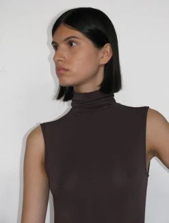 The Mode Nith Sales Store -The Mode Nith Sales Store balongo high neck sleeveless drape dress brown 2