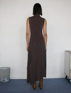 Paloma Wool no 1392 / Balongo -The Mode Nith Sales Store balongo high neck sleeveless drape dress brown 4