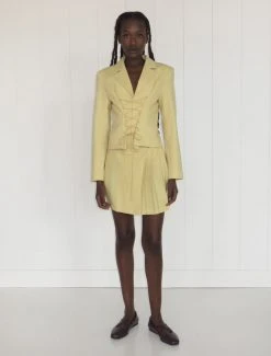 The Mode Nith Sales Store -The Mode Nith Sales Store ciro fitted corset laced jacket yellow 02