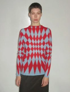 Paloma Wool no 1057 / Comedia -The Mode Nith Sales Store comedia funnel neck top psychedelic intarsia red 03