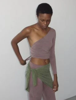 Paloma Wool no 1280 / Dill -The Mode Nith Sales Store dill cupro junio pants low waist aubergine 7746