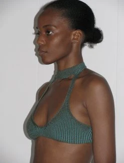 Paloma Wool no 1155 / Drew -The Mode Nith Sales Store drew ribbed halter snap fastening top green 0070