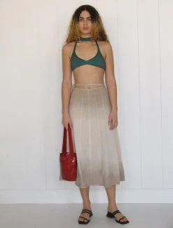 Paloma Wool no 1155 / Drew -The Mode Nith Sales Store drew ribbed halter snap fastening top green 0345