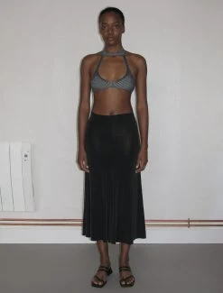 Paloma Wool no 1155 / Drew -The Mode Nith Sales Store drew ribbed halter snap fastening top navy 2219