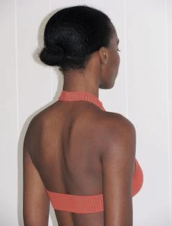 Paloma Wool no 1155 / Drew -The Mode Nith Sales Store drew ribbed halter snap fastening top salmon 2277