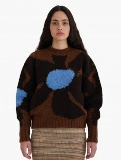 Paloma Wool no 1008 / Hana -The Mode Nith Sales Store hana soft flower intarsia jumper darkbrown 02