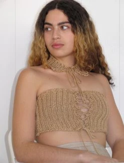 Paloma Wool no 1150 / Levete -The Mode Nith Sales Store levete multipositional knitted piece belt top sand 7