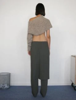 Paloma Wool no 1396 / Low archive -The Mode Nith Sales Store low archive straight leg mid rise pants overlapiping fixed skirt khaki 4