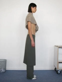 Paloma Wool no 1396 / Low archive -The Mode Nith Sales Store low archive straight leg mid rise pants overlapiping fixed skirt khaki 6