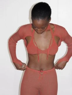 Paloma Wool no 1153 / Norman -The Mode Nith Sales Store norman double color knitted sleeve top salmon 8