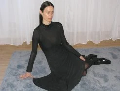 Paloma Wool no 1393 / Celadom -The Mode Nith Sales Store ret celadom high neck long sleeved asymmetric dress black 3