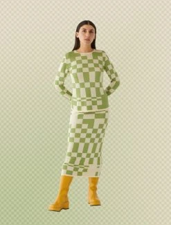 Paloma Wool no 682 / El Valle 10 Paloma Wool no 682 / El Valle -The Mode Nith Sales Store valle knitted irregular check top green 05