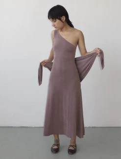 Paloma Wool no 1282 / Willow -The Mode Nith Sales Store willow soft supple asymmetric cupro dress aubergine 7453