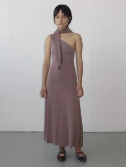 Paloma Wool no 1282 / Willow -The Mode Nith Sales Store willow soft supple asymmetric cupro dress aubergine 7457